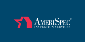 A red and white logo for amerispec inspection services.